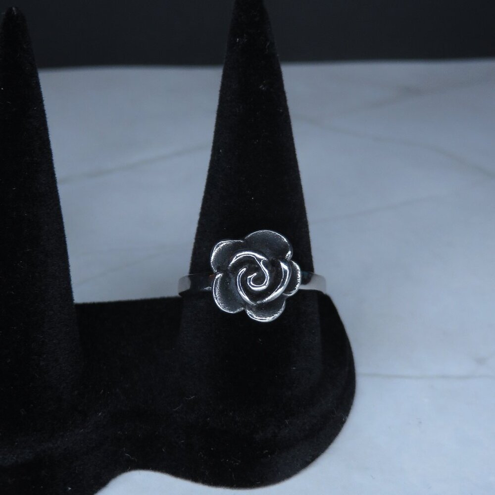 Silver Tone Rose Ring - image 1